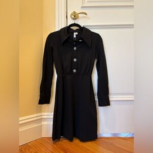 & Other Stories Black Long Sleeve Dress with Embellished Buttons